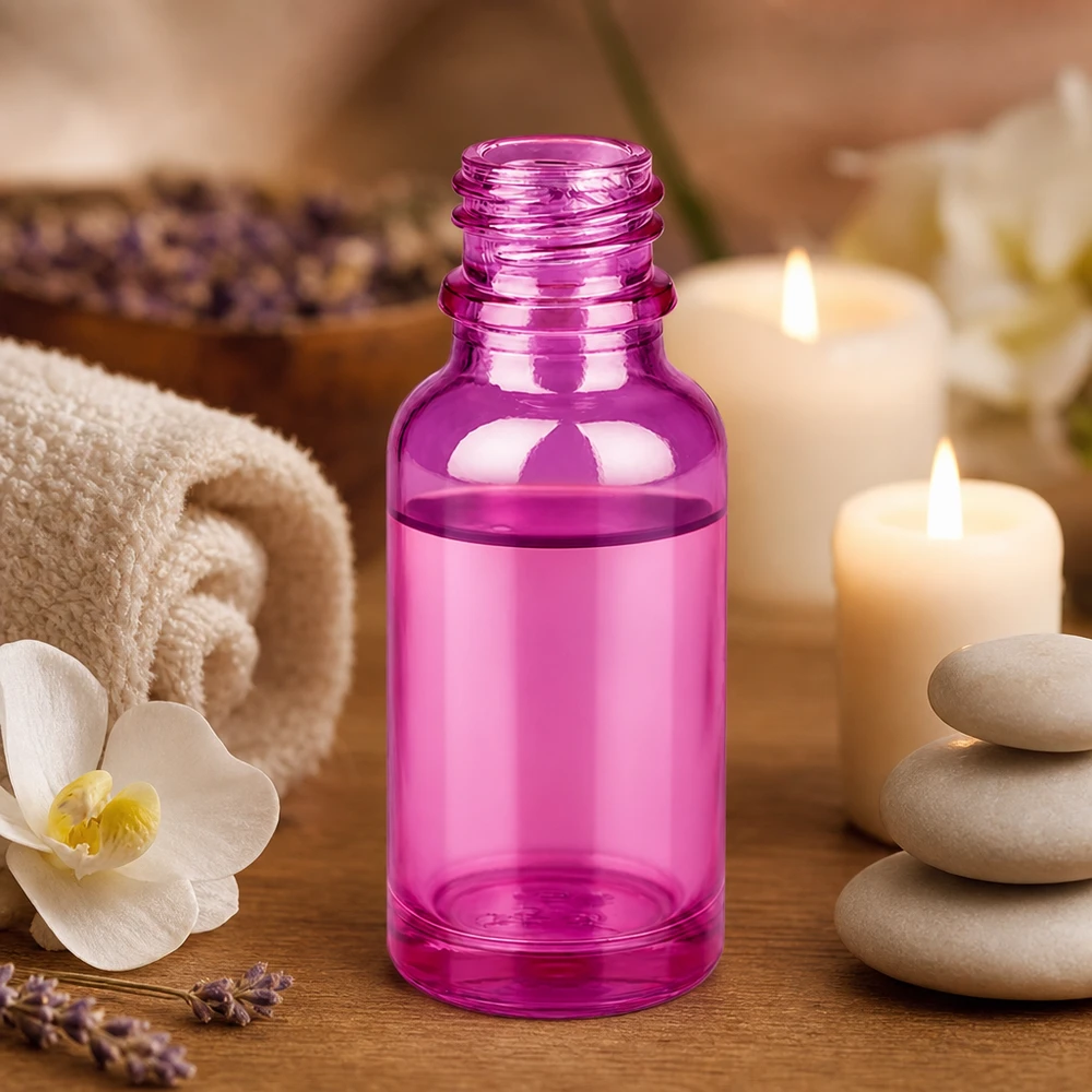20ml lékárenská lahvička PurpleLine UT18/20 UNiTWIST. Professionelle 20ml Glasflasche PurpleLine UT18/20 UNiTWIST in Lila für Naturkosmetik Abfüllung