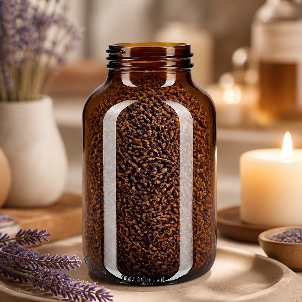 Premium Braunglasflasche 1000ml mit großer Öffnung für komfortable Entnahme und Dosierung