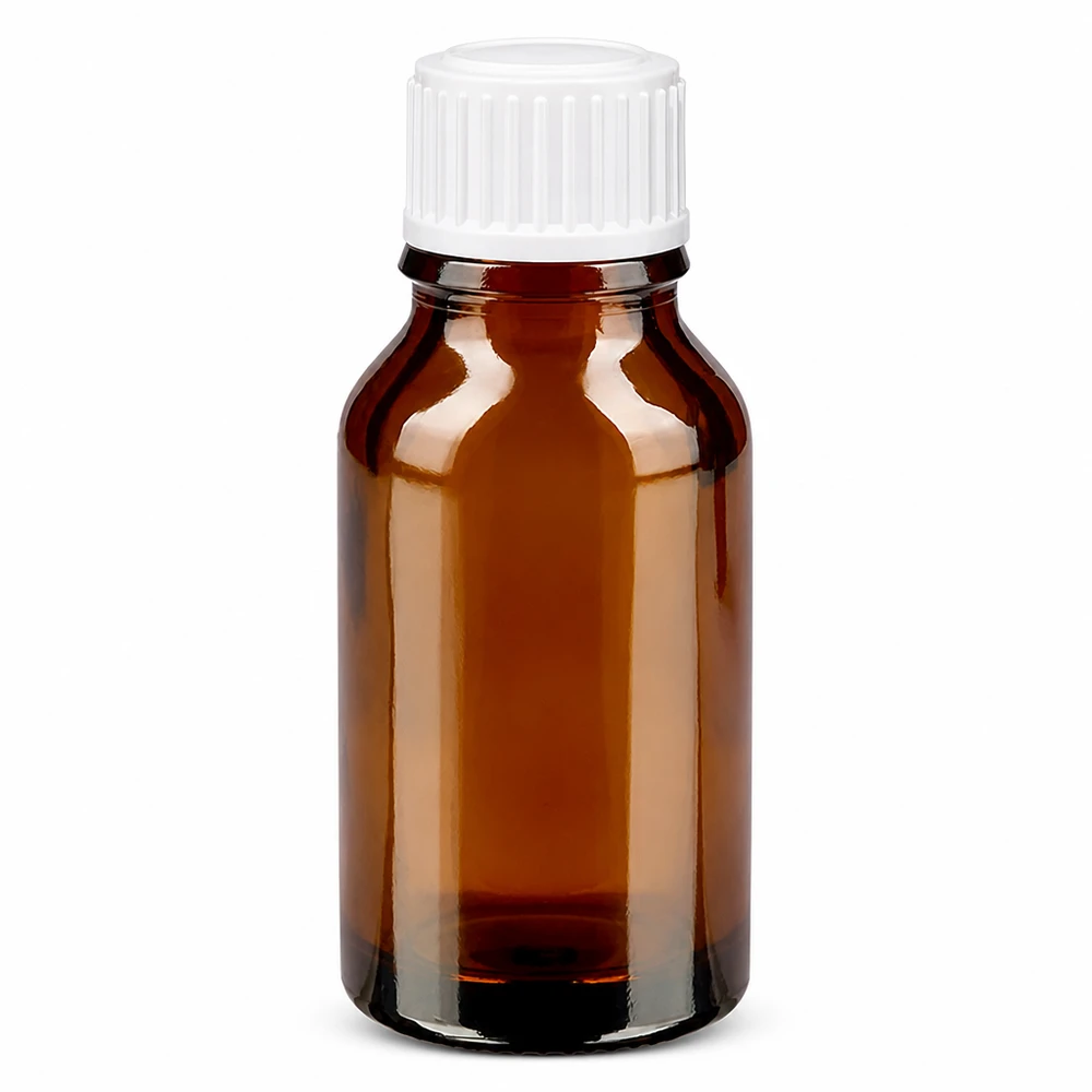 Lékárenská láhev hnědá 15ml kapátko bílé 0,8mm standardní ks. Lichtschutz Apothekerflasche 15ml Braunglas mit weißem Dosiertropfer 0.8mm