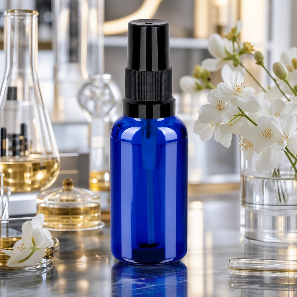 30ml lahvička s rozprašovačem černá standardní uzávěr BlueLine UT18/30 Elegante 30ml STD BlueLine Sprayflasche mit schwarzem Zerstäuber für stilvolle Aufbewahrung