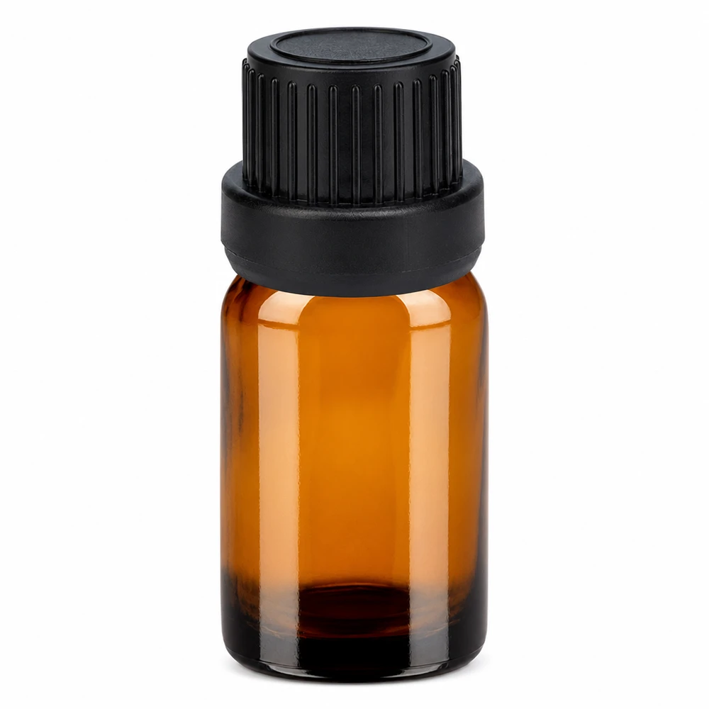 Premium 5ml Braunglasflasche 11mm Hals mit mattschwarzem Schraubverschluss BrownLine Serie