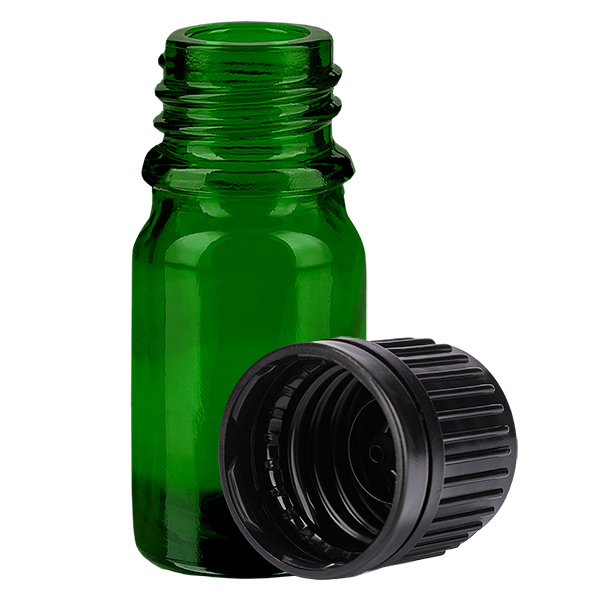 5ml láhev 11mm šroubovací uzávěr černý tamper evidentní uzávěr GreenLine UT18/5 5ml láhev 11mm šroubovací uzávěr černý tamper evidentní uzávěr GreenLine UT18/5