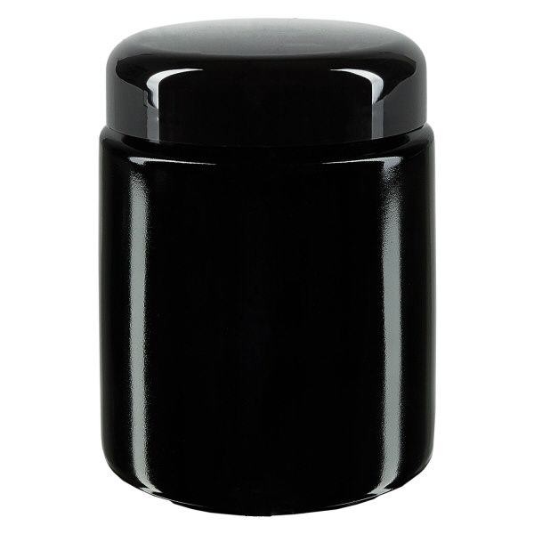 Sklenice se &#353;irok&#253;m hrdlem+ fialov&#233; sklo 250ml, s &#269;ern&#253;m v&#237;&#269;kem.