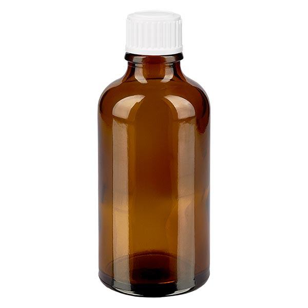 Lékárenská láhev hnědá 50ml šroubovací uzávěr bílý Globuli Standard Lékárenská láhev hnědá 50ml šroubovací uzávěr bílý Globuli Standard