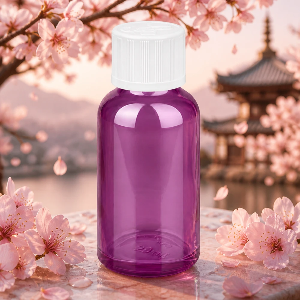 Hochwertige 30ml Flasche in Violett mit kindersicherem Tropfverschluss für Labor und Kosmetik