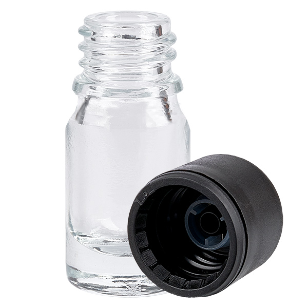 5ml lahvička 6mm šroubovací uzávěr černá Standard ClearLine UT18/5 5ml lahvička 6mm šroubovací uzávěr černá Standard ClearLine UT18/5