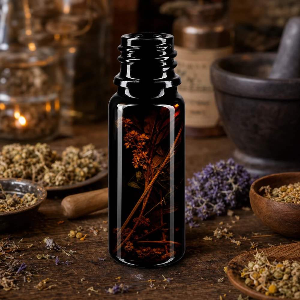 Lahvička z fialového skla 10ml DIN 18 (Mironglas) Violettglas Flasche 10ml DIN 18 mit breiter Öffnung für einfaches Befüllen von Ölen