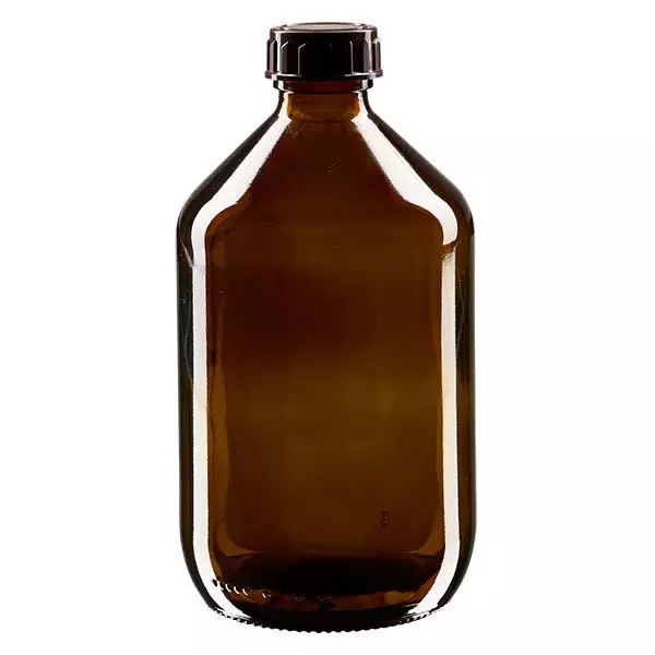 Lahvička na léky 500ml hnědá, s hnědým uzávěrem ApoGlas