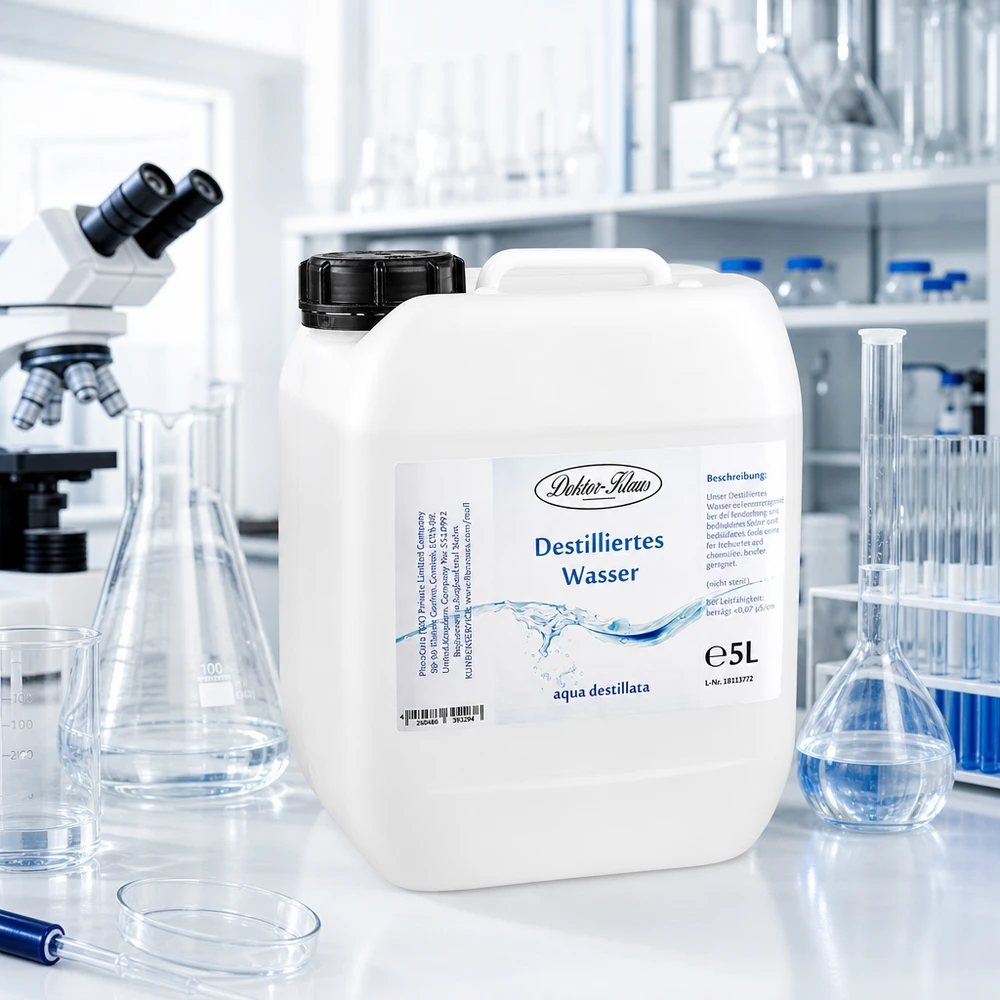 Destilovaná voda 5L Doktor-Klaus Doktor-Klaus 5L destilliertes Wasser Kanister zwischen Laborausrüstung und wissenschaftlichen Geräten