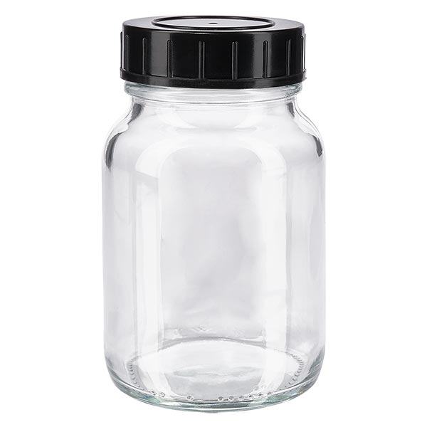 250ml láhev s širokým hrdlem z čirého skla se šroubovacím uzávěrem 250ml láhev s širokým hrdlem z čirého skla se šroubovacím uzávěrem