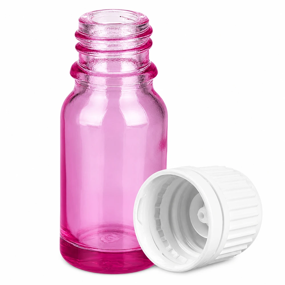 10ml lahvička s 11mm šroubovacím uzávěrem bílá Originální šroubovací uzávěr PurpleLine UT18/10 Präzise 10ml Dosier-Flasche aus robustem Glas in eleganter Magenta-Optik mit Sicherheitsverschluss