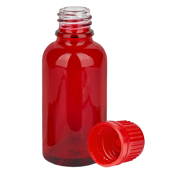 30ml láhev 11mm šroubovací uzávěr červený tamper evidentní uzávěr RedLine UT18/30 30ml láhev 11mm šroubovací uzávěr červený tamper evidentní uzávěr RedLine UT18/30