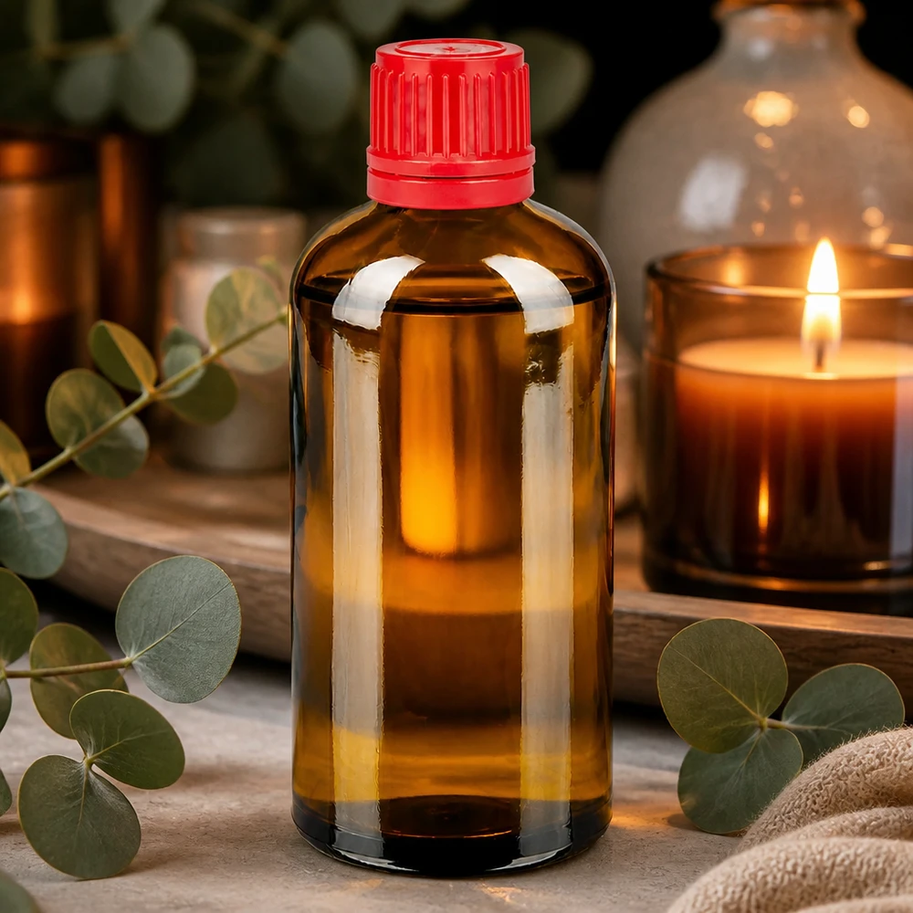 100ml lahvička 11mm šroubovací uzávěr červený tamper evidentní uzávěr BrownLine UT18/100 Vielseitige 100ml Braunglasflasche - perfekt für DIY-Projekte und natürliche Heilmittel