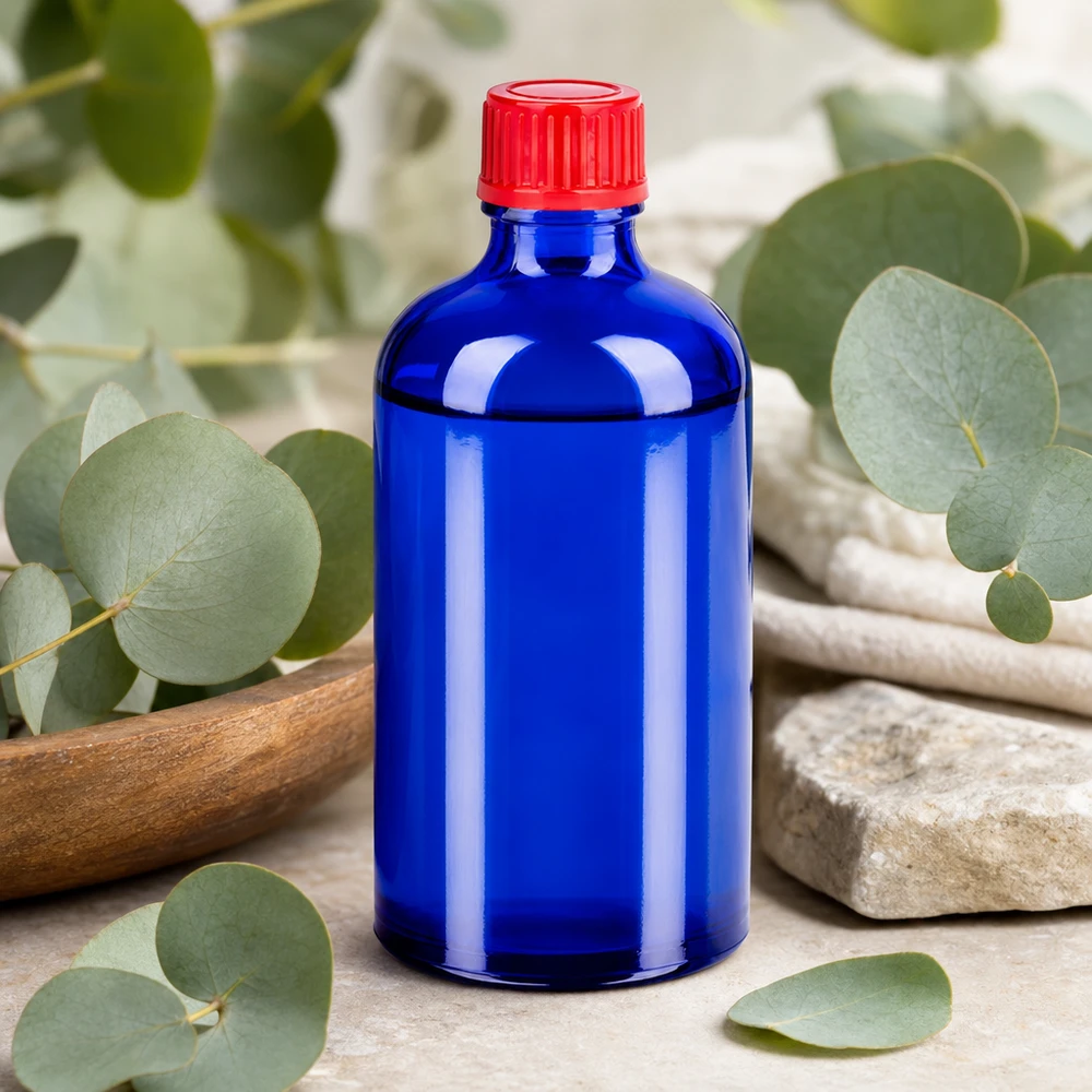 100ml lahvička 11mm šroubovací uzávěr červená Standard BlueLine UT18/100 100ml BlueLine Flasche mit ergonomischer Form und sicherem 11mm Schraubverschluss in Rot