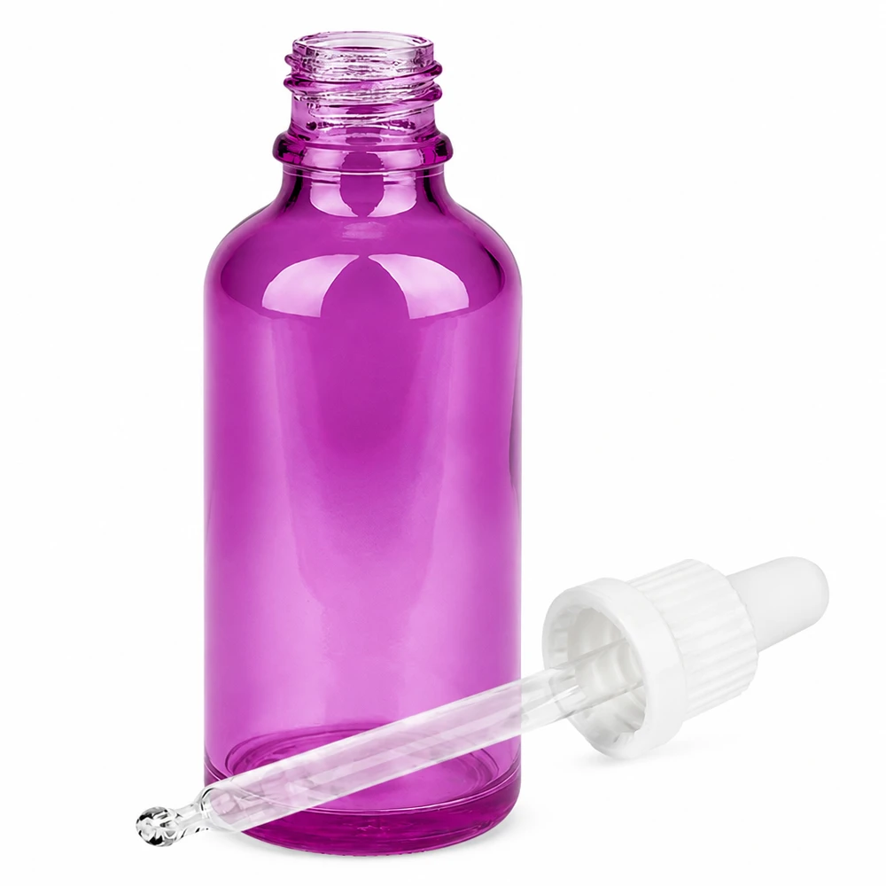 Professionelle Tropfflasche 50ml violett - laborgeprüfte Qualität für exakte Dosierung