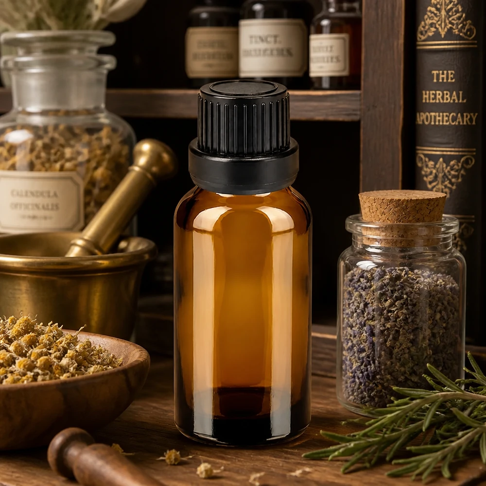 10ml lahvička s kapátkem 2mm černá tamper-evidentní uzávěr BrownLine UT18/10 Kleine Tropfflasche 10ml aus robustem Braunglas mit kindersicherem schwarzem Verschluss