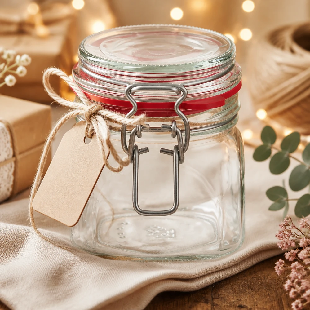 Dekoratives Vorratsglas 370ml perfekt als Geschenkverpackung mit rustikalem Vintage-Charme