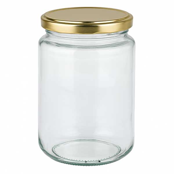 382ml kulatá sklenice s víčkem BasicSeal zlatá UNiTWIST