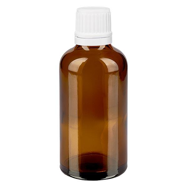 Lékárenská láhev hnědá 50ml kapací uzávěr 1,2mm bílý tamper-evidentní uzávěr. Lékárenská láhev hnědá 50ml kapací uzávěr 1,2mm bílý tamper-evidentní uzávěr.