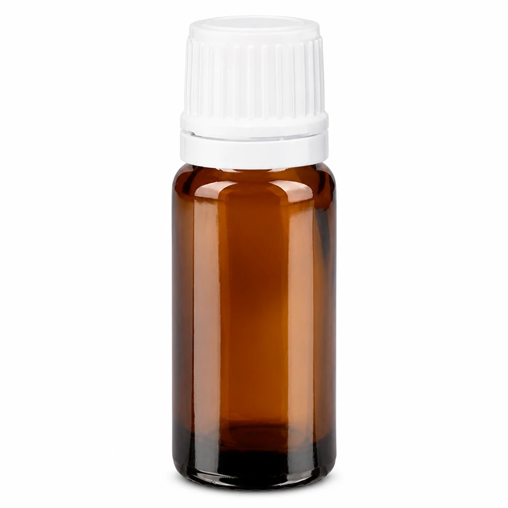 Lékárenská lahvička hnědá 10ml kapátko 1,2mm bílý uzávěr proti neoprávněné manipulaci Medizinische 10ml Braunglas Tropfflasche mit weißem Originalitätsverschluss ApoGlas