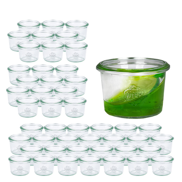 Sada 48 sklenic Weck o objemu 80 ml.