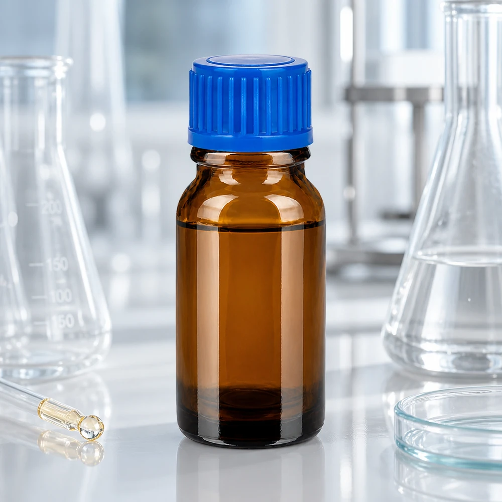10ml Medizinflasche aus getöntem Glas mit kindersicherem blauen Schraubverschluss