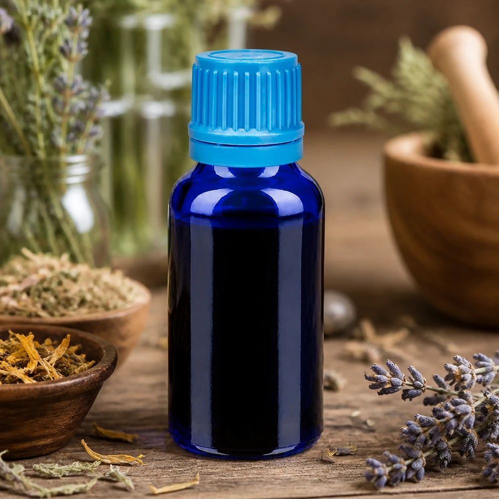 20ml blaue Medizinflasche mit UT18/20 Standard für professionelle Aromatherapie und Homöopathie