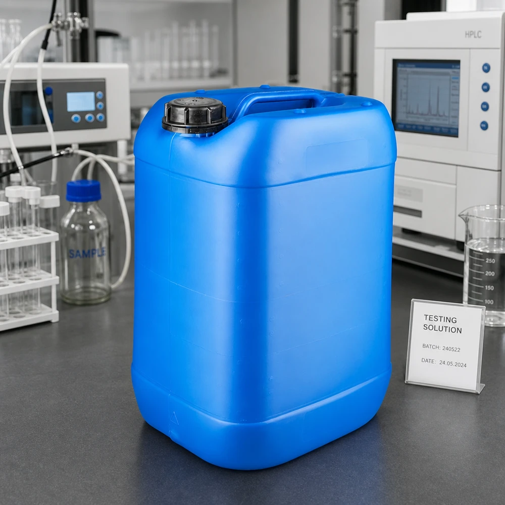 Kanystr 25 litrů modrý se šroubovacím uzávěrem s pojistkou proti otevření. UN-zugelassener 25 Liter Kanister blau mit OV-Verschluss für sichere Gefahrstofflagerung
