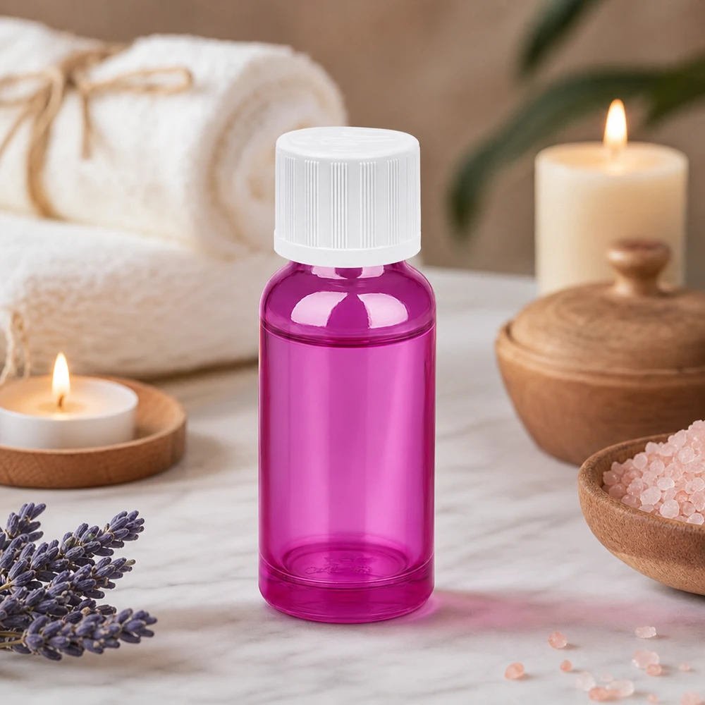 20ml lahvička s kapátkem 1,2 mm bílé standardní sklo odolné proti otevření dětmi PurpleLine.UT18/20 Violette 20ml Glasflasche mit weißem Schraubdeckel für UV-geschützte Lagerung von Wirkstoffen