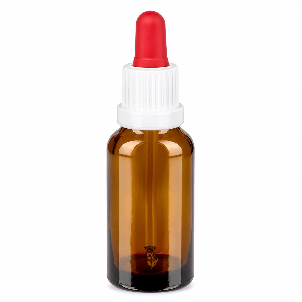 20ml pipetovací láhev bílá/červený uzávěr s ochranou proti manipulaci BrownLine UT18/20 20ml Glasflasche mit Pipettenaufsatz - kompakte Größe für mobile Anwendungen