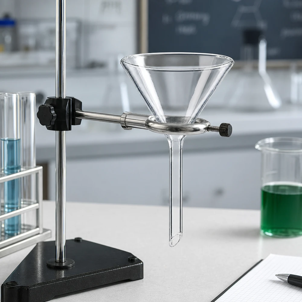 Trychtýř ø60mm sodnovápenatý, úhel 60°, krátký styl Qualitäts-Glastrichter mit standardisierter 60mm Öffnung für reproduzierbare Versuchsergebnisse