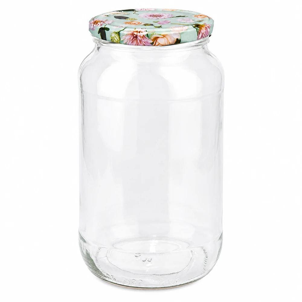 1062ml kulatá sklenice + víčko BasicSeal flower mint UNiTWIST Rundglas 1062ml mit BasicSeal Deckel Blume mint Einmachglas Vorratsglas Schraubglas leer transparent