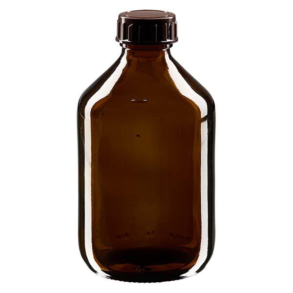 Lahvička na léky 300ml hnědá, s hnědým uzávěrem ApoGlas Lahvička na léky 300ml hnědá, s hnědým uzávěrem ApoGlas