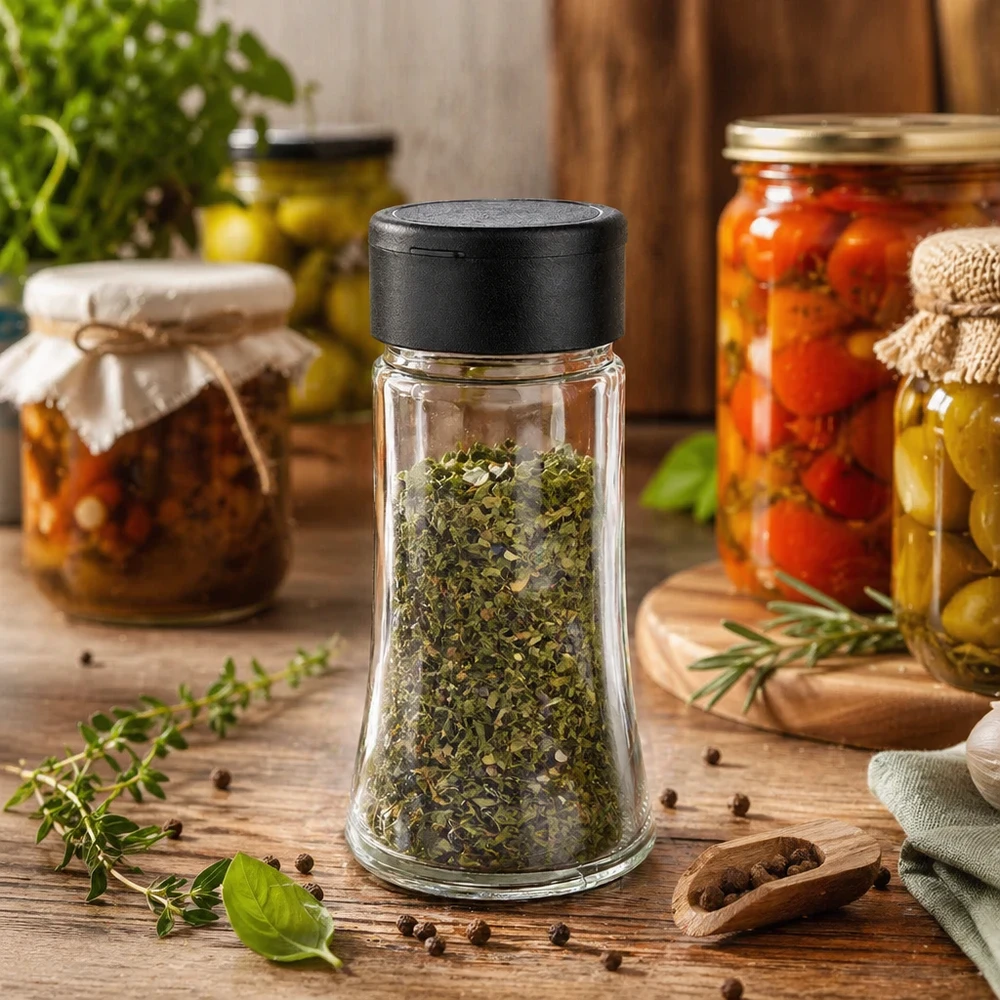 Dóza na sůl/koření 95 ml s šejkrem černá Dóza na sůl/koření 95 ml s šejkrem černá