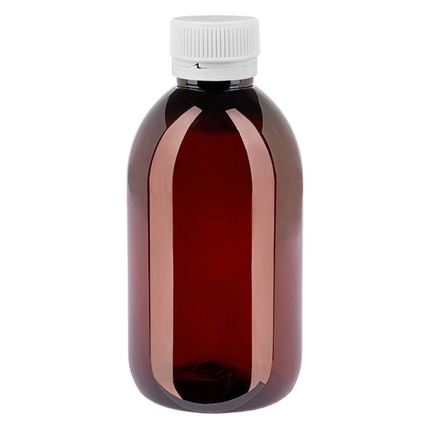 PET láhev 250ml s bílým rýhovaným uzávěrem s možností manipulace. PET láhev 250ml s bílým rýhovaným uzávěrem s možností manipulace.