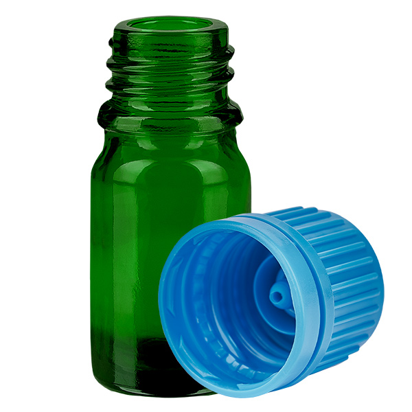 5ml láhev 11mm šroubovací uzávěr modrý tamper evidentní uzávěr GreenLine UT18/5 5ml láhev 11mm šroubovací uzávěr modrý tamper evidentní uzávěr GreenLine UT18/5