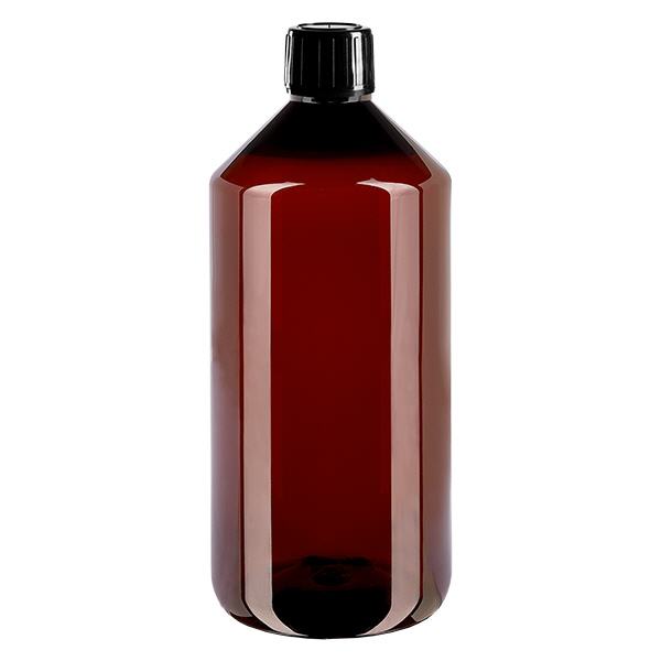 PET láhev 1000ml s černým uzávěrem s možností manipulace. PET láhev 1000ml s černým uzávěrem s možností manipulace.