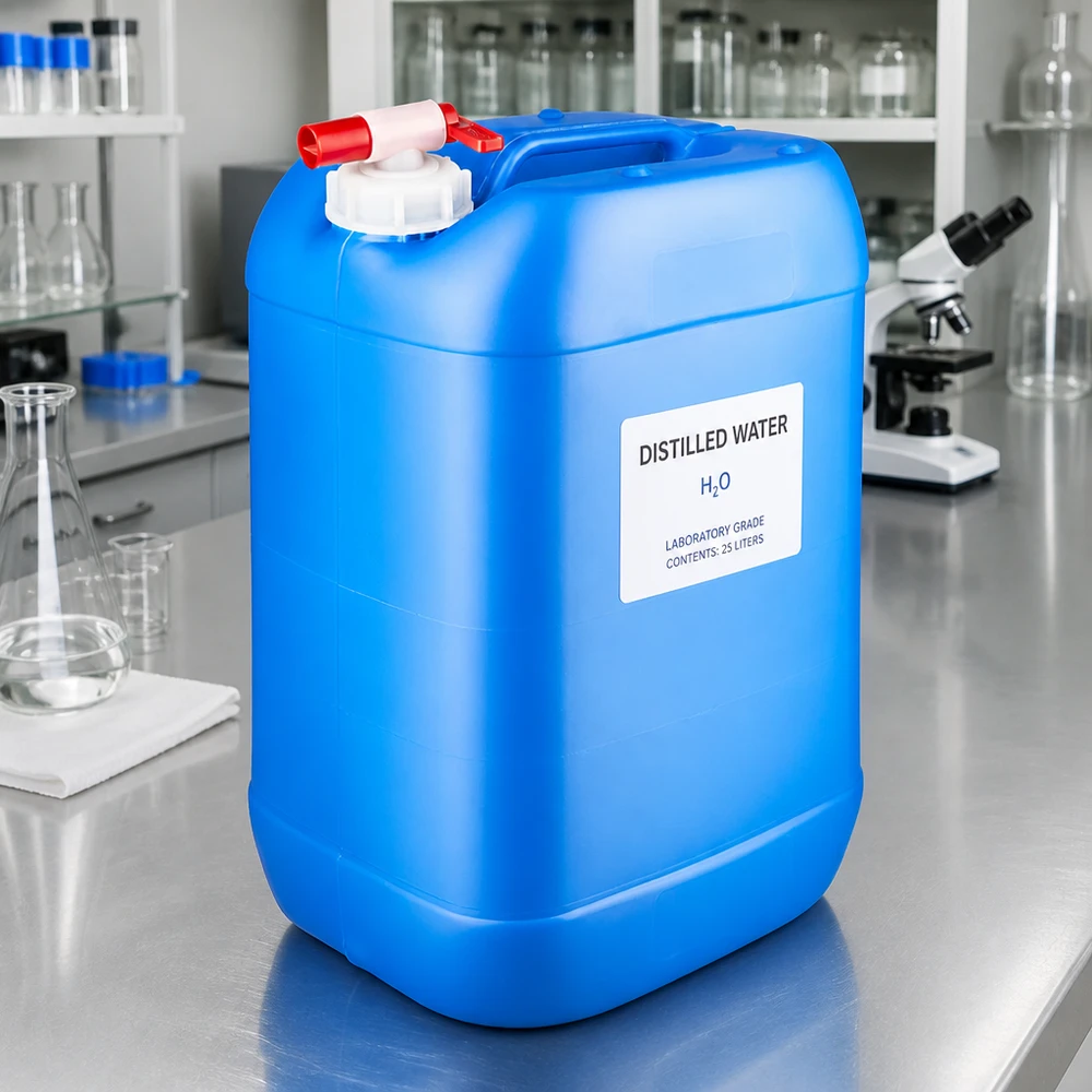 Kanystr 25 litrů modrý s vypouštěcím kohoutem Lebensmittelechter HDPE Kanister 25L blau mit seitlichem Zapfhahn und Schraubdeckel