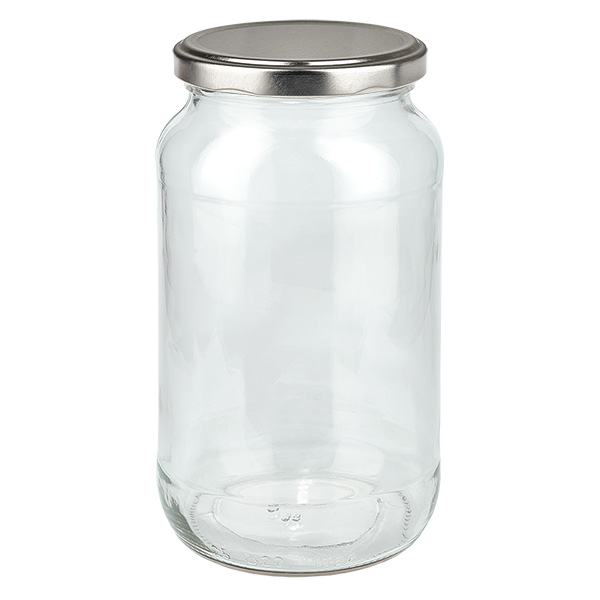 1062ml kulat&#225; zava&#345;ovac&#237; sklenice s v&#237;&#269;kem BasicSeal st&#345;&#237;brn&#225; UNiTWIST.