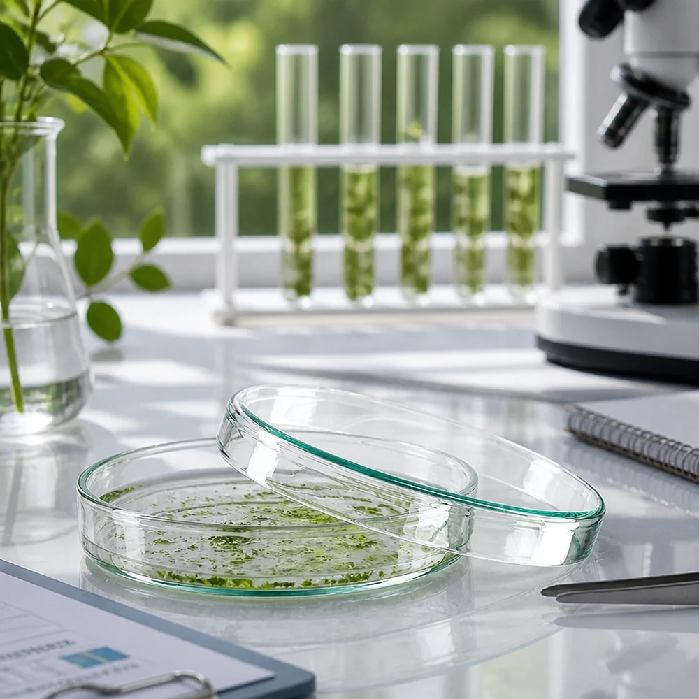 Klassische Laborpetrischale 100x20mm Glas für Pflanzenbiologie und Mikrobiologie