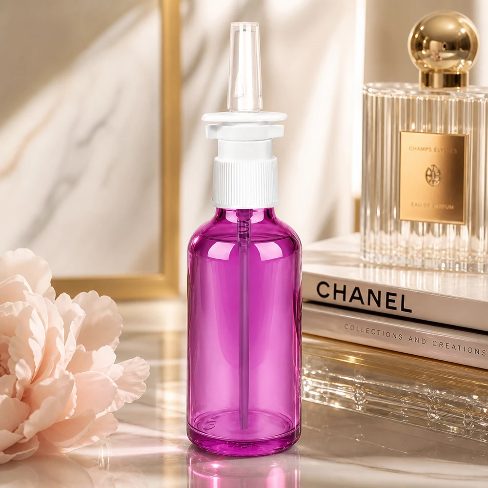 Praktische 50ml Nasenspray-Verpackung in Purple mit optimaler Sprühverteilung für therapeutische Nutzung