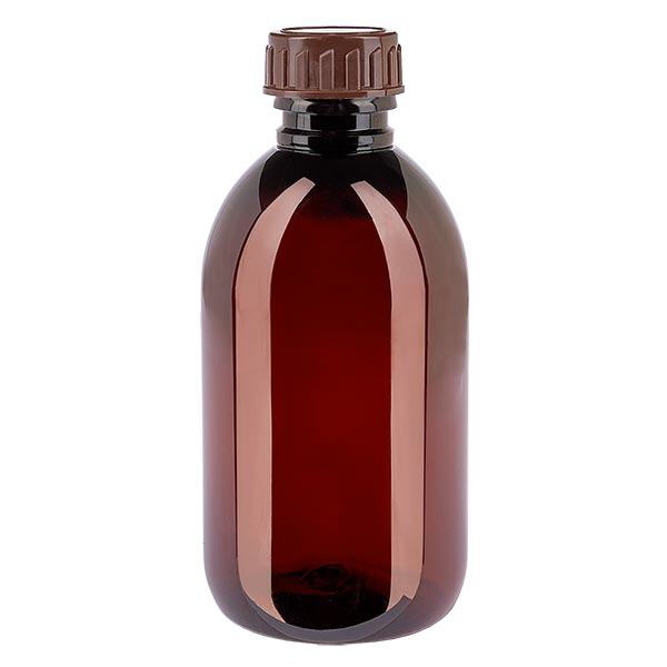 PET láhev 250ml s hnědým uzávěrem standard PET láhev 250ml s hnědým uzávěrem standard