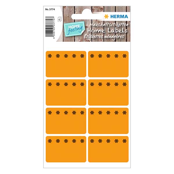 Etikety do mrazni&#269;ky oran&#382;ov&#233; (48 samolepek) 26x40mm