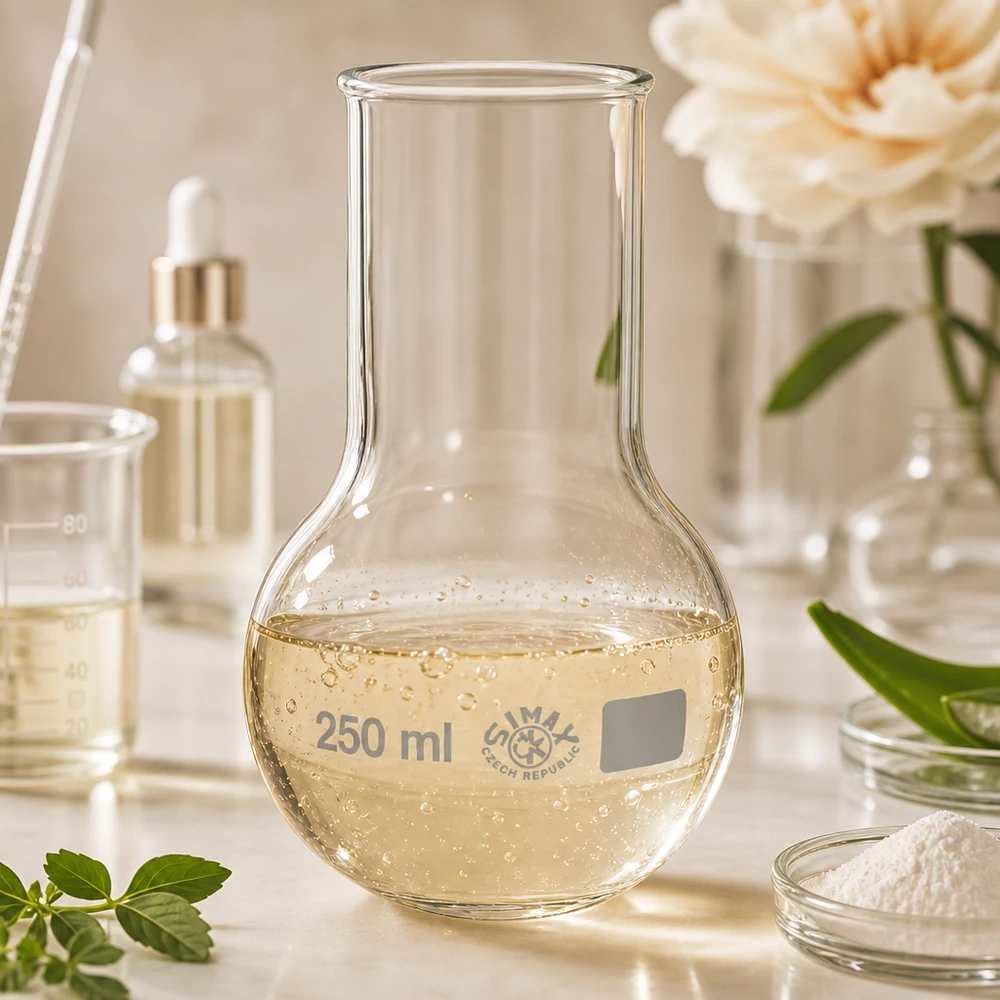 Chemiekolben 250ml aus robustem Glas mit sprudelnder Lösung für Forschung und Entwicklung