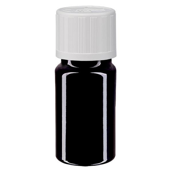 Lékárenská lahvička fialová 5ml šroubovací uzávěr bílý standard odolný proti otevření dětmi. Lékárenská lahvička fialová 5ml šroubovací uzávěr bílý standard odolný proti otevření dětmi.