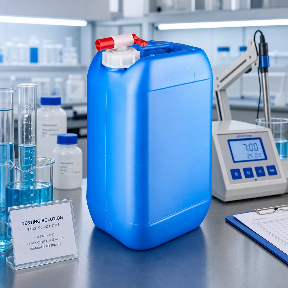 Kanystr 15 litrů modrý s vypouštěcím kohoutkem Stabiler Kunststoffkanister 15 Liter blau mit Absperrhahn für chemische Standardlösungen