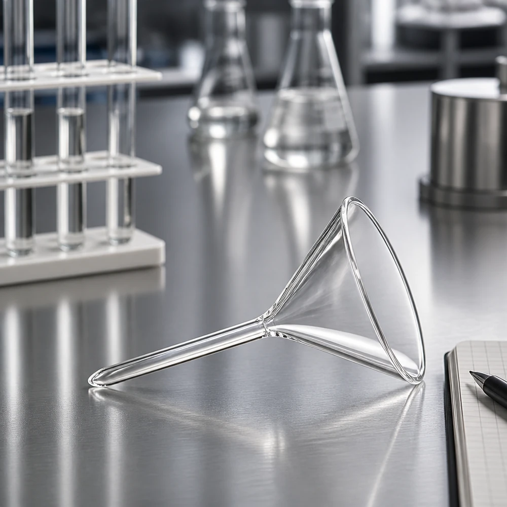 Nálevka ø55mm borosilikátový úhel 60 krátký styl Analysentrichter 55mm Borosilikat Glas 60 Grad Winkel für Qualitätskontrolle