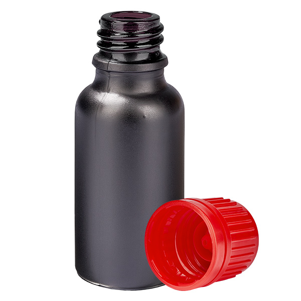 20ml láhev 11mm šroubovací uzávěr červený uzávěr s ochranou proti manipulaci BlackLine UT18/20 20ml láhev 11mm šroubovací uzávěr červený uzávěr s ochranou proti manipulaci BlackLine UT18/20
