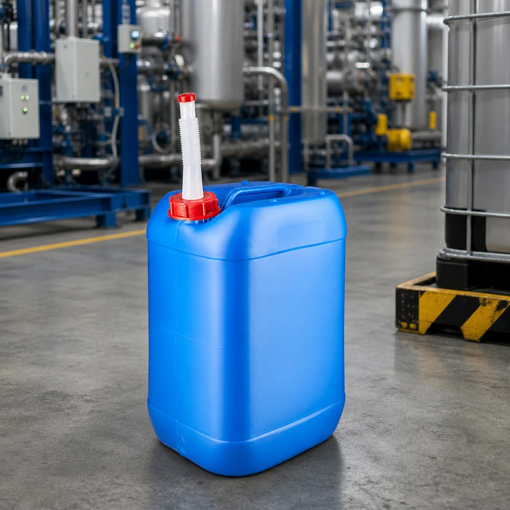 Robuster Lagerkanister 25 Liter in Blau mit beweglichem Auslaufrohr und integriertem Griff