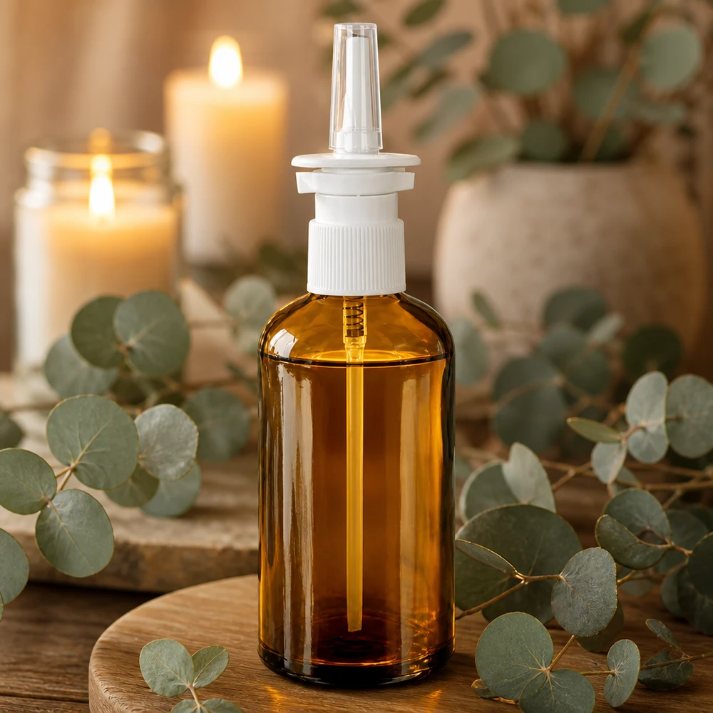 BrownLine Glasflasche 100ml mit Dosiersprüher ideal für homöopathische Nasentropfen
